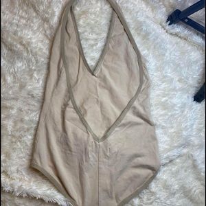 Backless halter top bodysuit